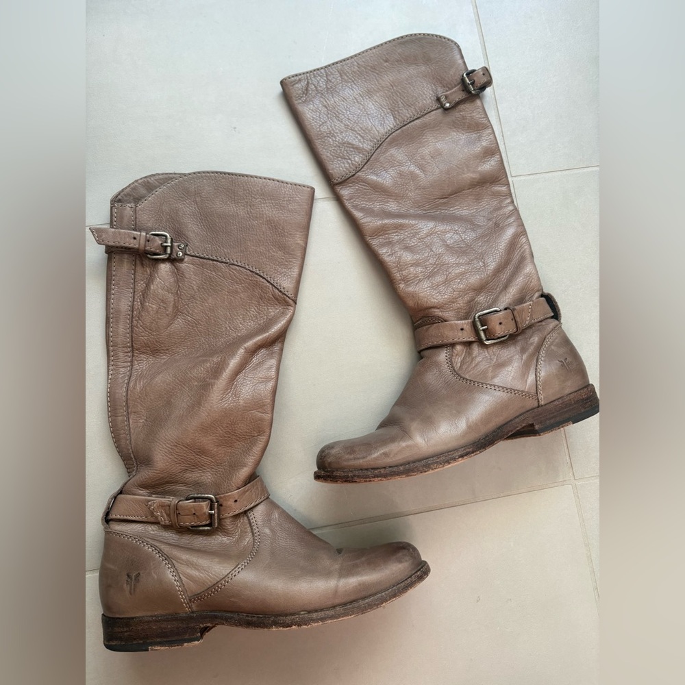 Frye Tan Leather Over the Knee Boots